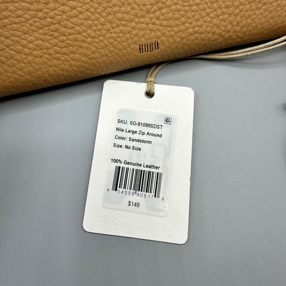 HOBO Nila Large Zip Around Continental Wallet Sandstone Pebbled Leather *READ* - Picture 9 of 16
